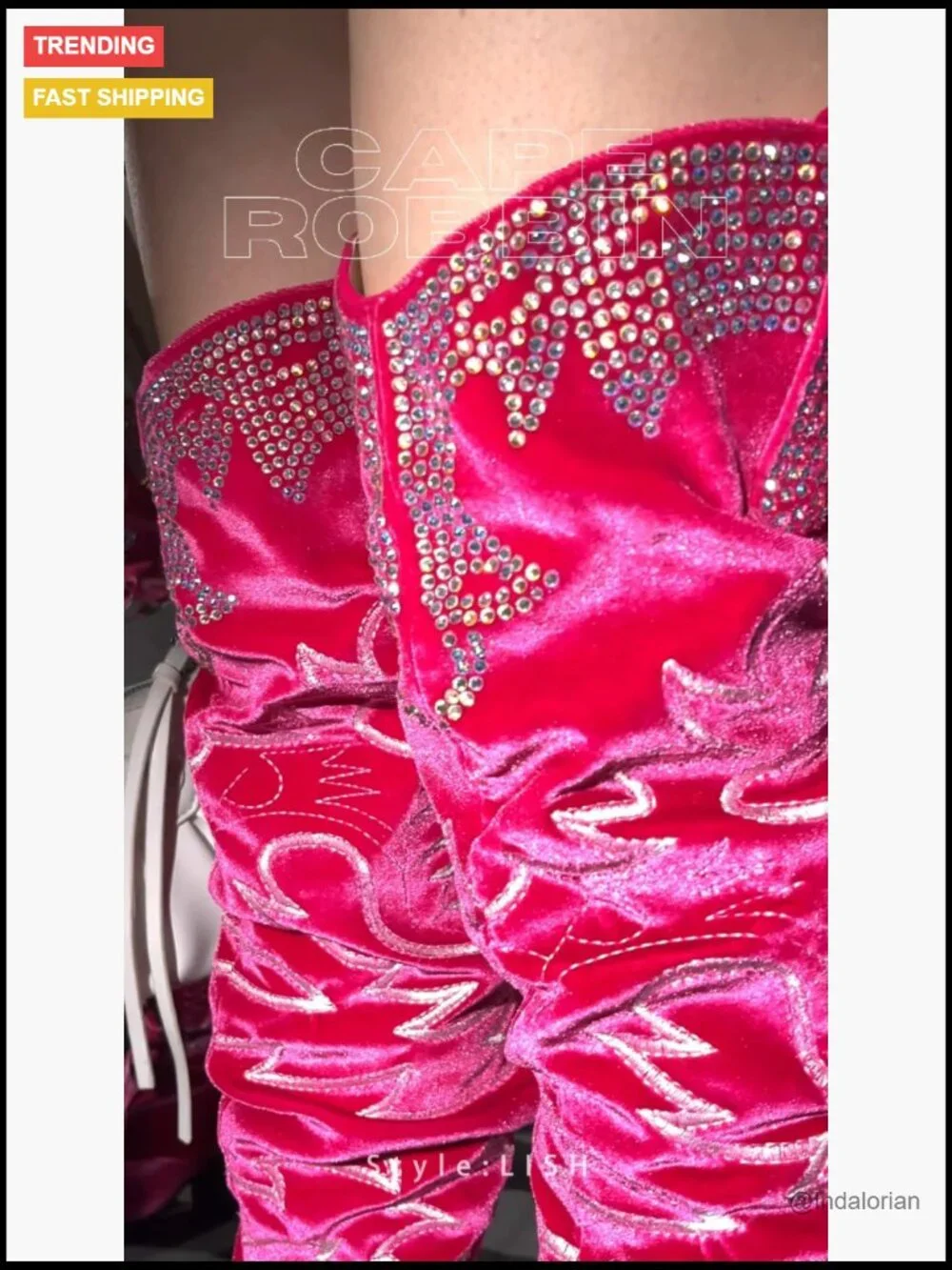 Rhinestone Embroidered Cowboy Boots Thigh High Slouchy Wide Calf Over the Knee